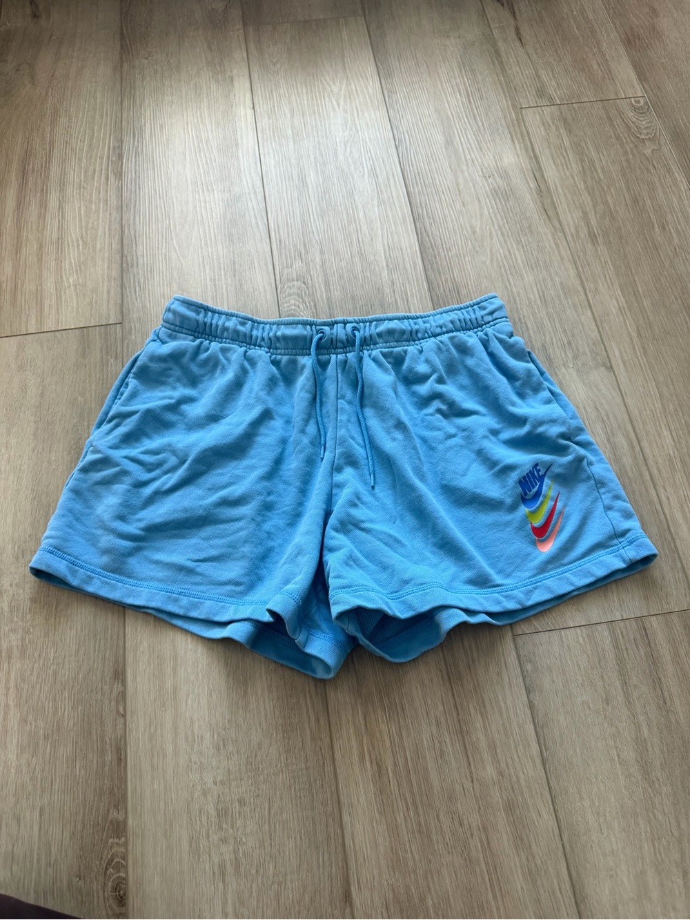Nike Women's Light Blue Drawstring Athletic Shorts
